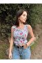 Kadın Likralı Basic Crop Bluz - 3