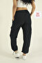 Women's Black Baggy Cut Parachute Fabric Leg Clip Oversized Pants - 3