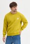 Crew Neck Embroidered Oversize Raster Basic Men's Sweatshirt - 4