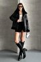 معطف جلدي نسائي أسود من Shearling Ov قصة فضفاضة uni - معطف جلدي من Shearling للدراجات النارية - 6