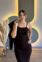 Zippered Cardigan Suspender Dress Brown Double Set - 5