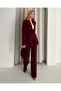 Women's Burgundy Blazer Jacket and Trousers Set | Office & Chic Suit - 2
