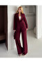 Women's Burgundy Blazer Jacket and Trousers Set | Office & Chic Suit - 5