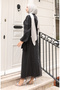 Leaf Patterned Glitter Coated Evening Dress 5612-01 Black - 6