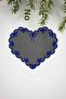 Heart Shape Gray Fabric Cobalt Embroidered Fabric Cocktail Napkin 1 Piece