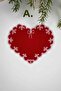 Heart Shape Red Fabric Pink Embroidered Cloth Cocktail Napkin 1 Piece
