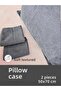 Gray Patterned Oxford, Soft Textured, Flap, 2 Piece Set Pillowcase - 4