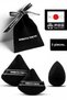 Triangle Powder Puff and Makeup Sponge Set of 3 Fabric Pouch Black