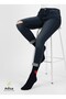 Set of 3 Women's Heart Socks |   Washed Perfumed, Winter Thermal, Black-Grey-Navy Blue Patterned Socks - 2
