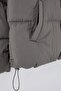 Gri Unisex Oversize Fit Dik Yaka Suya ve Rüzgara Dayanıklı Şişme Kışlık Mont TMNAW24MO00003 - 7