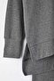 Anthracite Cotton Blend Slit Ribbed Knitted Pajama Set Thmaw26Pt00223 - 6