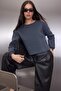 Antrasit Kalın İçi Polarlı Bisiklet Yaka Crop Örme Sweatshirt TWOAW26SW00093