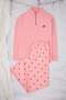 Pembe Baskılı Fermuarlı Yumuşak Tuşeli Waffle Örme Pijama Takımı TBBAW26AI00048 - 5