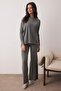 Anthracite Cotton Blend Slit Ribbed Knitted Pajama Set Thmaw26Pt00223 - 2
