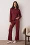 Bordo %100 Pamuklu Ayıcıklı Örme Pijama Takımı THMAW25PT00131