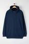 Plus Size Navy Blue Oversize/Wide Cut Zippered Hooded Cotton Sweatshirt Tmnaw25Ao00029 - 4