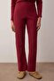 Bordo Pamuklu Hırka Fırçalı Yumuşak Tuşe Fitilli Örme Pijama Takımı THMAW26PT00216 - 3