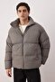 Gri Unisex Oversize Fit Dik Yaka Suya ve Rüzgara Dayanıklı Şişme Kışlık Mont TMNAW24MO00003 - 2