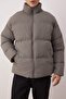 Gri Unisex Oversize Fit Dik Yaka Suya ve Rüzgara Dayanıklı Şişme Kışlık Mont TMNAW24MO00003 - 4
