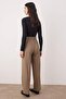 Bej Wide Leg Geniş Paça Pileli Dokuma Pantolon TWOAW25PL00105 - 4