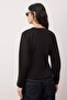 Siyah Kalın Şardonsuz Belden Oturmalı Bisiklet Yaka Örme Sweatshirt TWOAW26SW00068 - 4