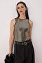 Gold Crew Neck Knitted Sequin Snap Body Tpraw26Bd00002