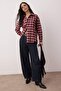 Bordo-Çok Renkli Ekose Flanel Oversize/Geniş Kalıp Gömlek TWOAW26GO00135 - 2