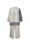 Striped Shirt Detailed Tunic Double Suit |   Ecru with Pockets, Wide Legs and Tunic - 7