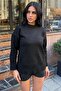 Black Soft Textured Ribbed Detailed Casual Crew Neck Knit Sweater