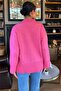 Pink Ribbed Detailed Soft Textured Casual Crew Neck Sweater - 8