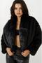 Black Faux Fur Short Sleeve Jacket