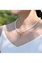 Pearl Beaded Necklace with Gold Color Alphabet Charm - 3