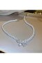 Pearl Necklace with Crystal Bow Pendant - 3
