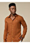 The Desert Warmth Rust Lyocell Linen Shirt with Earthy Softness, Comfort Fit
