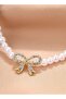 Pearl Necklace with Crystal Bow Pendant - 4