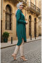 Buttoned Viscose Tunic 6116-11 Emerald Green - 2