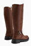 Ginan Tan Buckle Detailed Short Heeled Zippered Women's Boots - 5