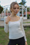 Women's Square Collar Long Sleeve Blouse-body Ecru - 4