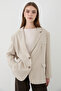 Women's Stone Button Detailed Oversize Blazer Jacket - 3