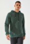 Green Kangaroo Pocket Standard Fit Hooded Men's Sweatshirt - 87872