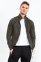Khaki - Black Mock Neck Zippered Standard Fit Classic Leg Men's Tracksuit Set - 85152 - 3