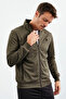 Camel - Black Stand Collar Zippered Standard Fit Classic Leg Men's Tracksuit Set - 85162 - 4