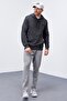 Anthracite Melange Kangaroo Pocket Standard Mold Hooded Men's Sweatshirt - 87872 - 6