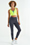 Neon Yellow Text Printed Color Blocked Slim Fit Diving Fabric Women's Bustier - 97271 - 5