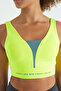 Neon Yellow Text Printed Color Blocked Slim Fit Diving Fabric Women's Bustier - 97271 - 6