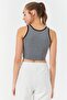 Gray Melange Basic Zero Sleeve Skinny Fit U Collar Women's Crop Top Undershirt - 97162 - 8