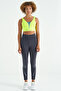 Neon Yellow Text Printed Color Blocked Slim Fit Diving Fabric Women's Bustier - 97271 - 2