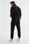Navy Blue Half Zipper Stand Collar Rubber Leg Fleece Men's Tracksuit - 85159 - 8