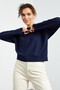 سويت شيرت نسائي من نوع Indigo Basic ذو شكل مريح ورقبة دائرية - 97114