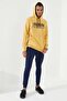 Mustard Embroidered Kangaroo Pocket Standard Fit Hooded Men's Sweatshirt - 87839 - 2